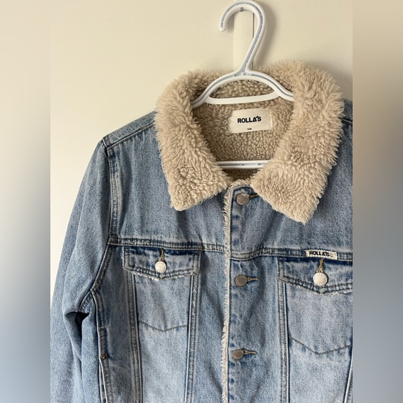 Stella Blue Light Wash Denim Sherpa Jacket - Picture 1 of 3